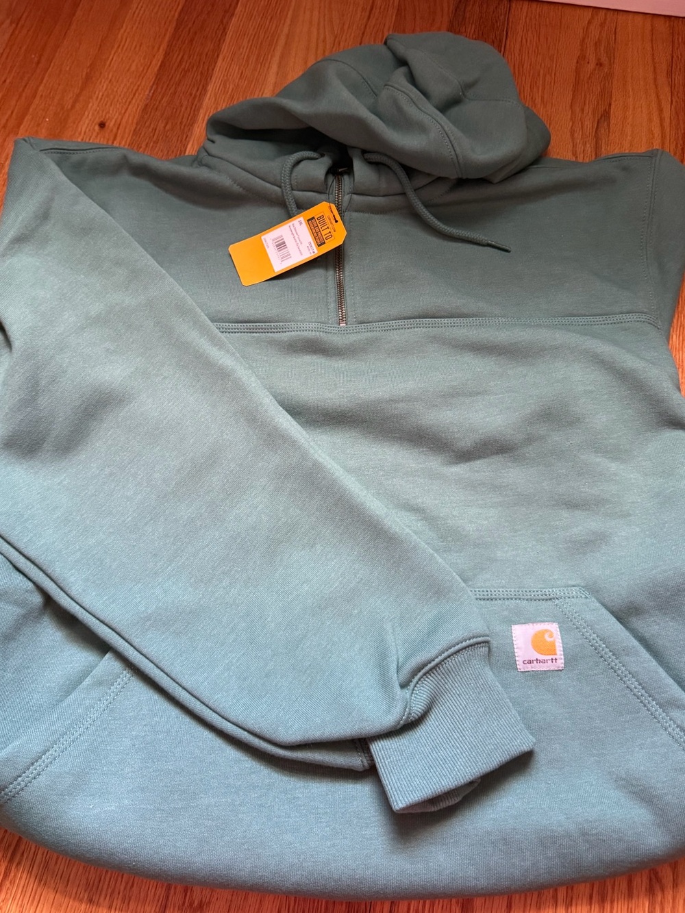 Carhartt Green/Teal Quarter-Zip Hooded Heavy-Weight Sweatshirt